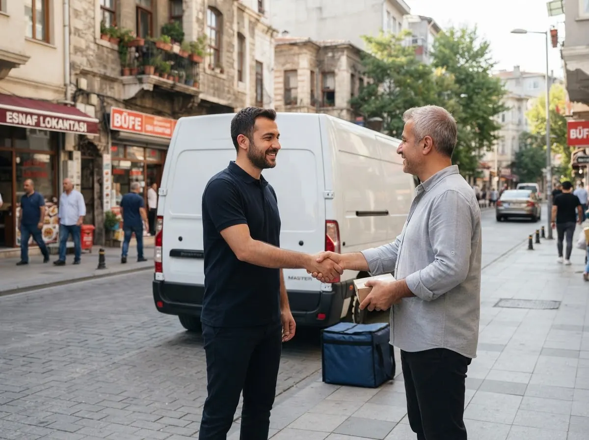 Taşıyıcı ile müşteri arasında belge kontrolü sonrası el sıkışma